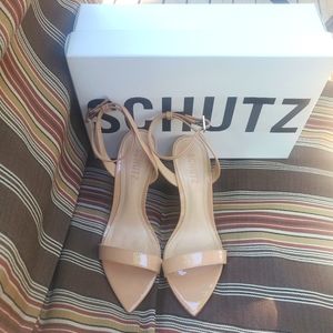 Schutz Brand Leather Wedge Heel - 6.5 - Light Tan